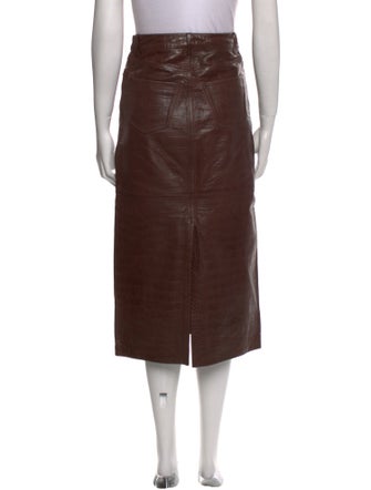 FRAME Leather Midi Length Skirt