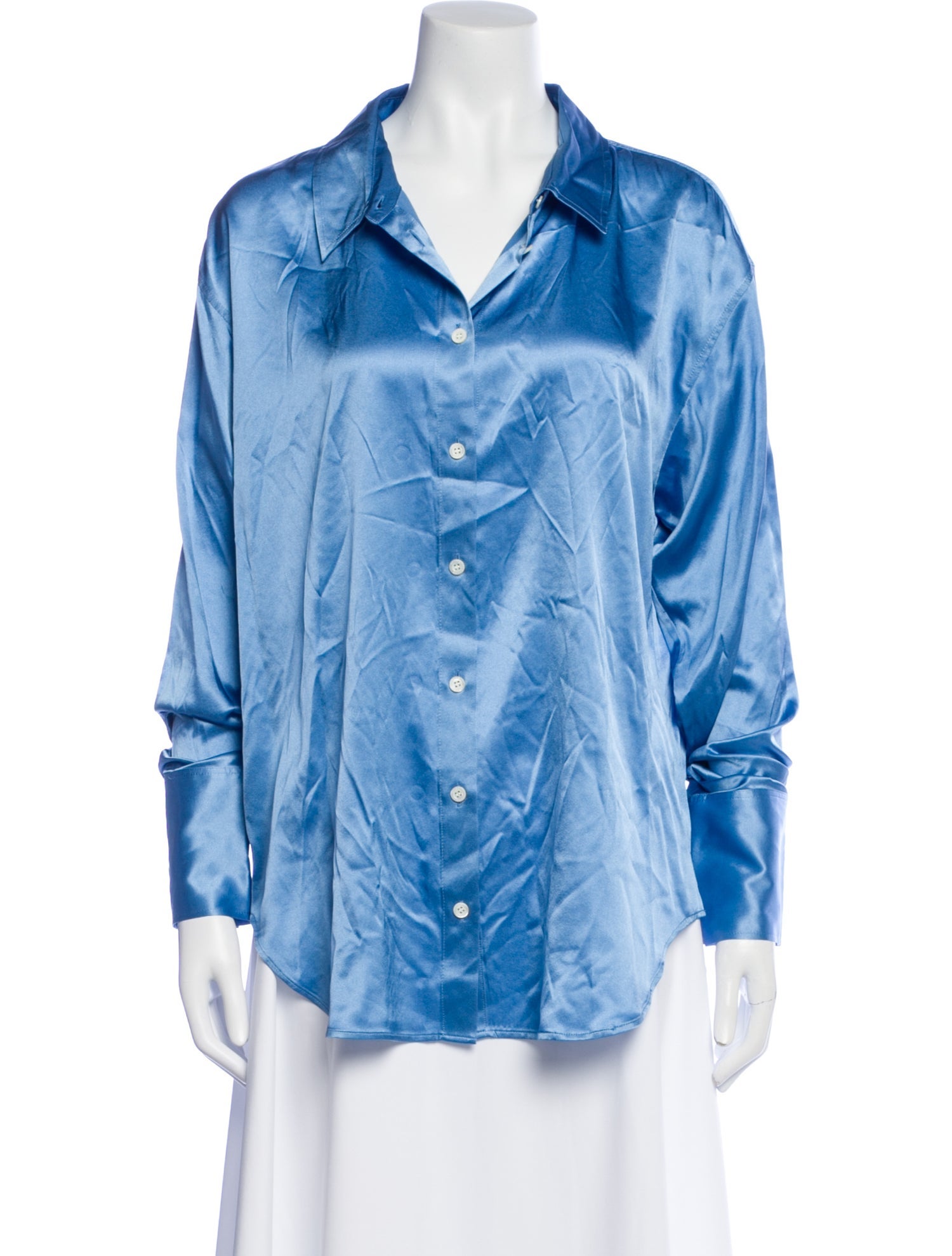 FRAME Silk Long Sleeve Button-Up Top w/ Tags