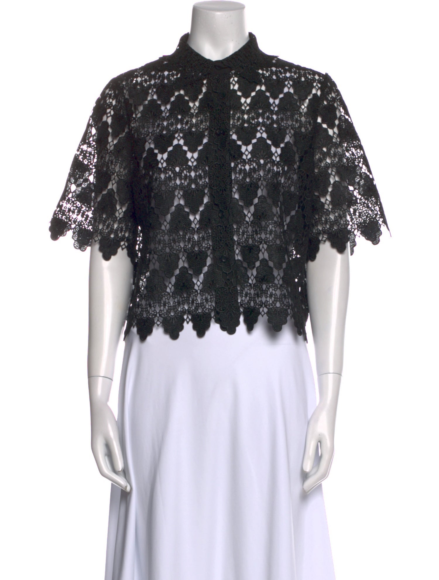 FRAME Lace Pattern Mock Neck Crop Top