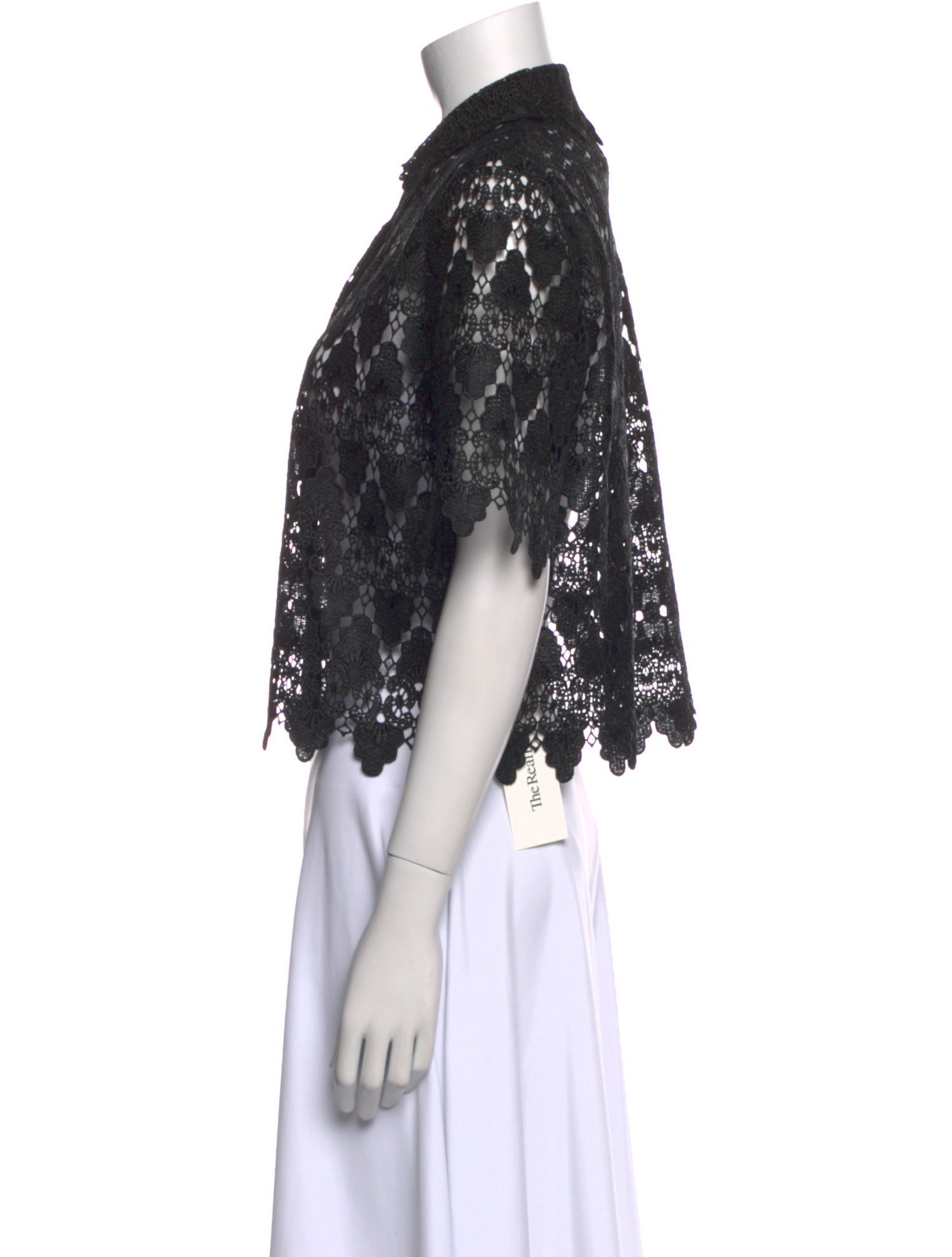 FRAME Lace Pattern Mock Neck Crop Top