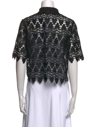 FRAME Lace Pattern Mock Neck Crop Top