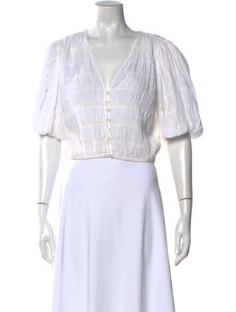 FRAME Striped V-Neck Crop Top