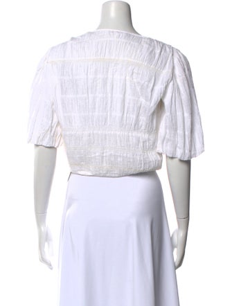 FRAME Striped V-Neck Crop Top