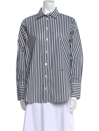 FRAME Striped Long Sleeve Button-Up Top