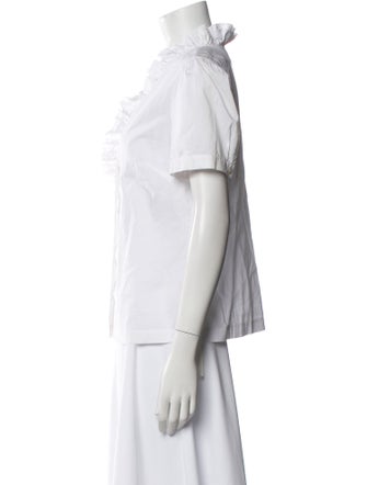 FRAME V-Neck Short Sleeve Button-Up Top