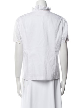 FRAME V-Neck Short Sleeve Button-Up Top