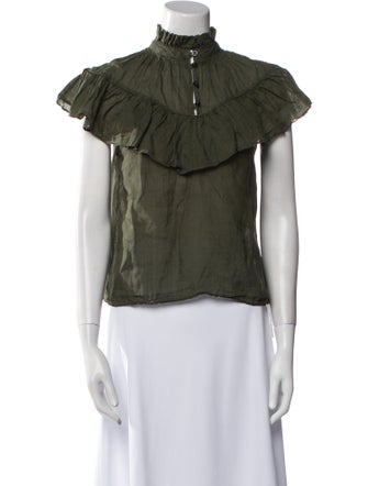 FRAME Mock Neck Short Sleeve Blouse