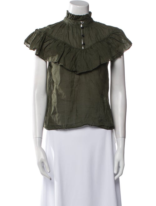 FRAME Mock Neck Short Sleeve Blouse