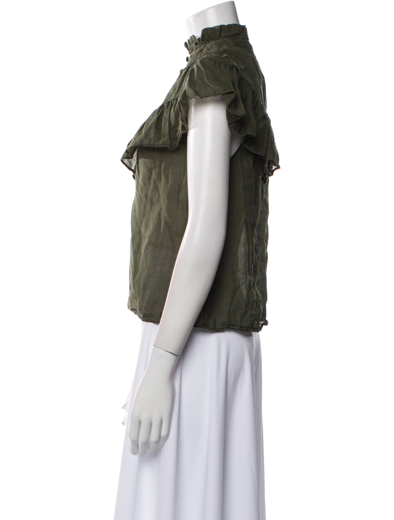 FRAME Mock Neck Short Sleeve Blouse