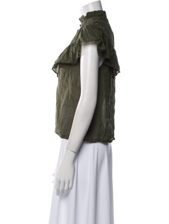 FRAME Mock Neck Short Sleeve Blouse