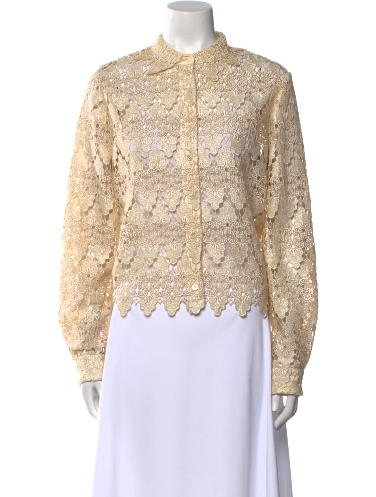 FRAME Lace Pattern Mock Neck Crop Top