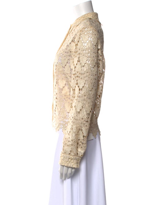 FRAME Lace Pattern Mock Neck Crop Top