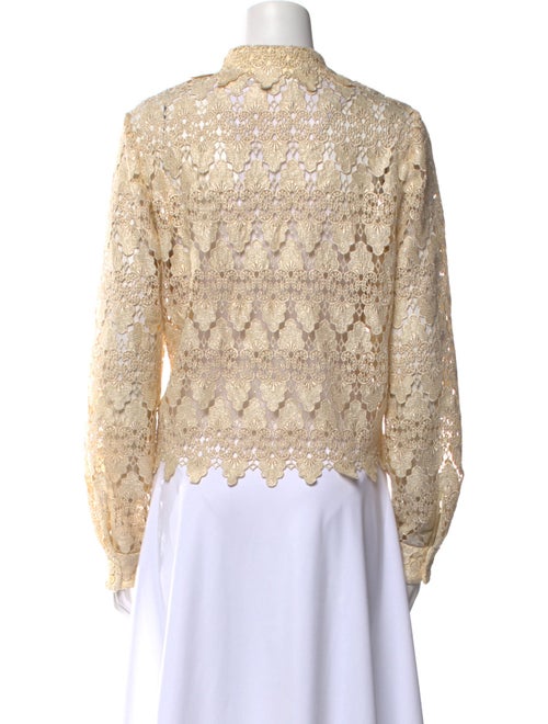 FRAME Lace Pattern Mock Neck Crop Top