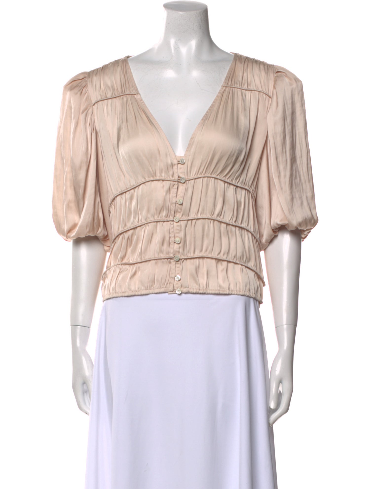 FRAME V-Neck Short Sleeve Crop Top