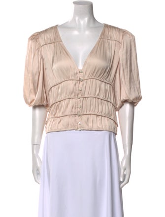 FRAME V-Neck Short Sleeve Crop Top