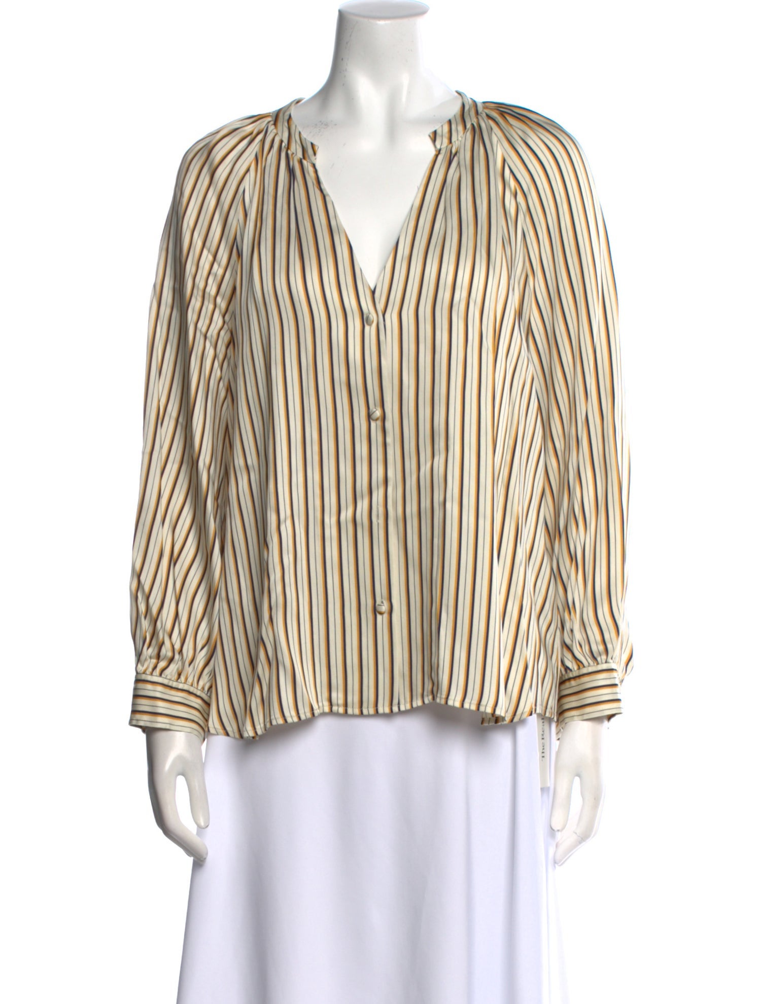 FRAME Striped V-Neck Blouse