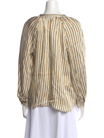 FRAME Striped V-Neck Blouse