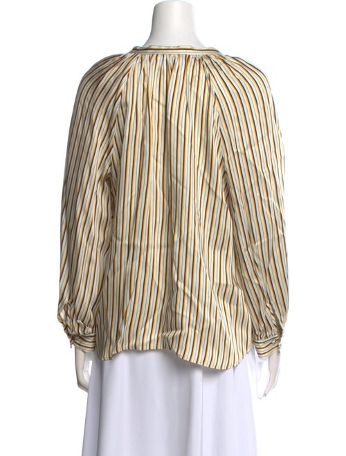 FRAME Striped V-Neck Blouse
