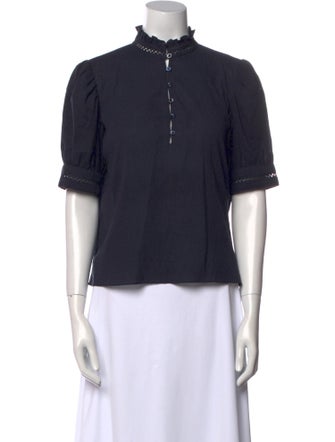 FRAME Mock Neck Short Sleeve Blouse