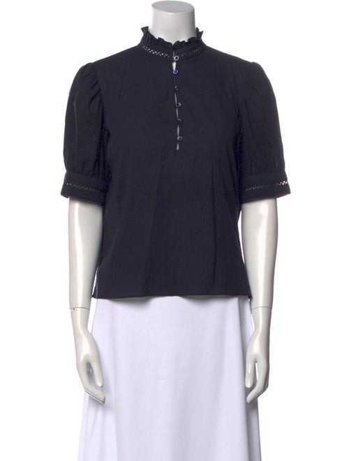 FRAME Mock Neck Short Sleeve Blouse