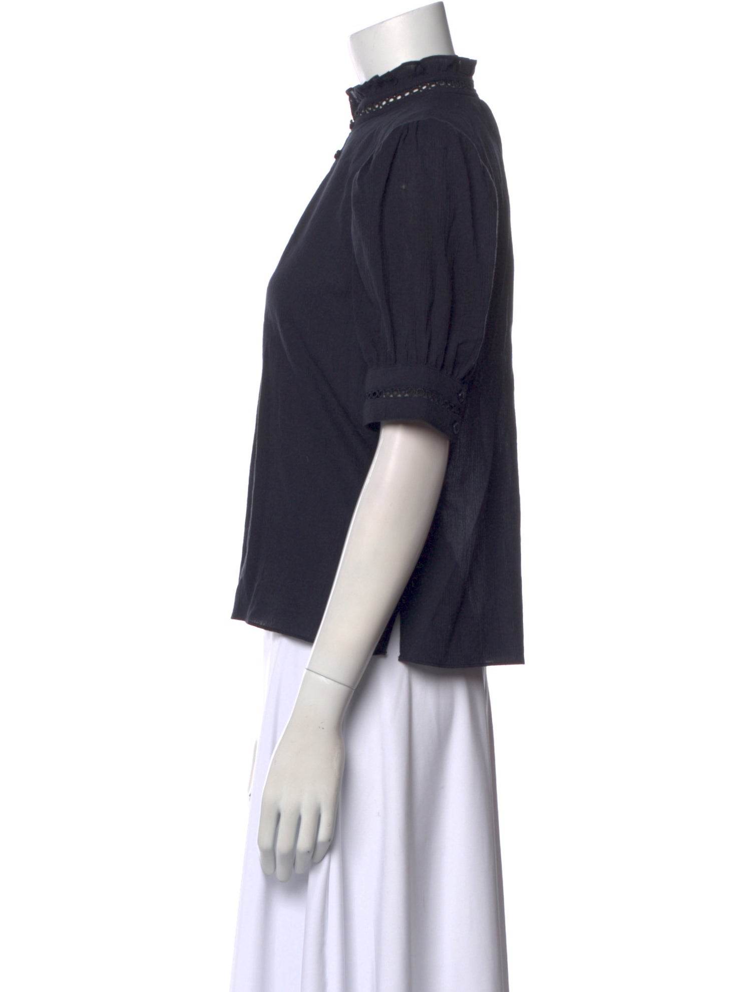 FRAME Mock Neck Short Sleeve Blouse