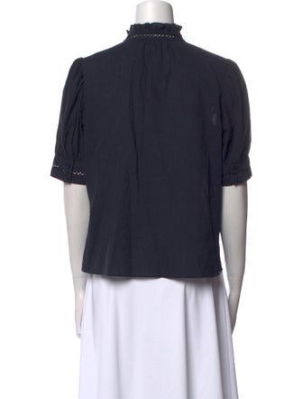 FRAME Mock Neck Short Sleeve Blouse