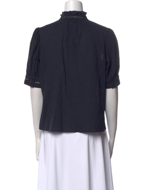 FRAME Mock Neck Short Sleeve Blouse