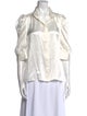 FRAME Silk Three-Quarter Sleeve Button-Up Top