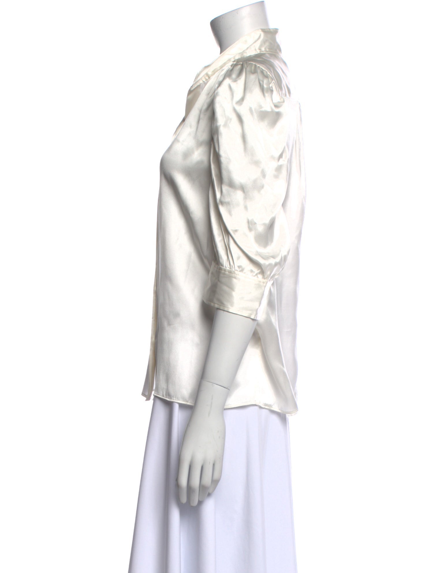 FRAME Silk Three-Quarter Sleeve Button-Up Top