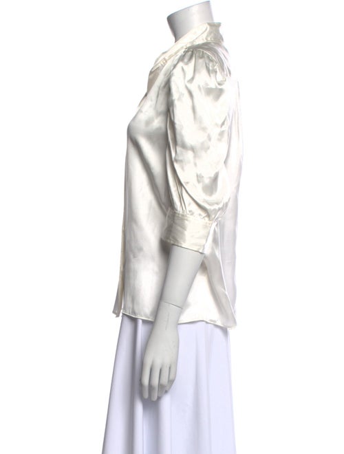 FRAME Silk Three-Quarter Sleeve Button-Up Top