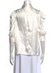FRAME Silk Three-Quarter Sleeve Button-Up Top
