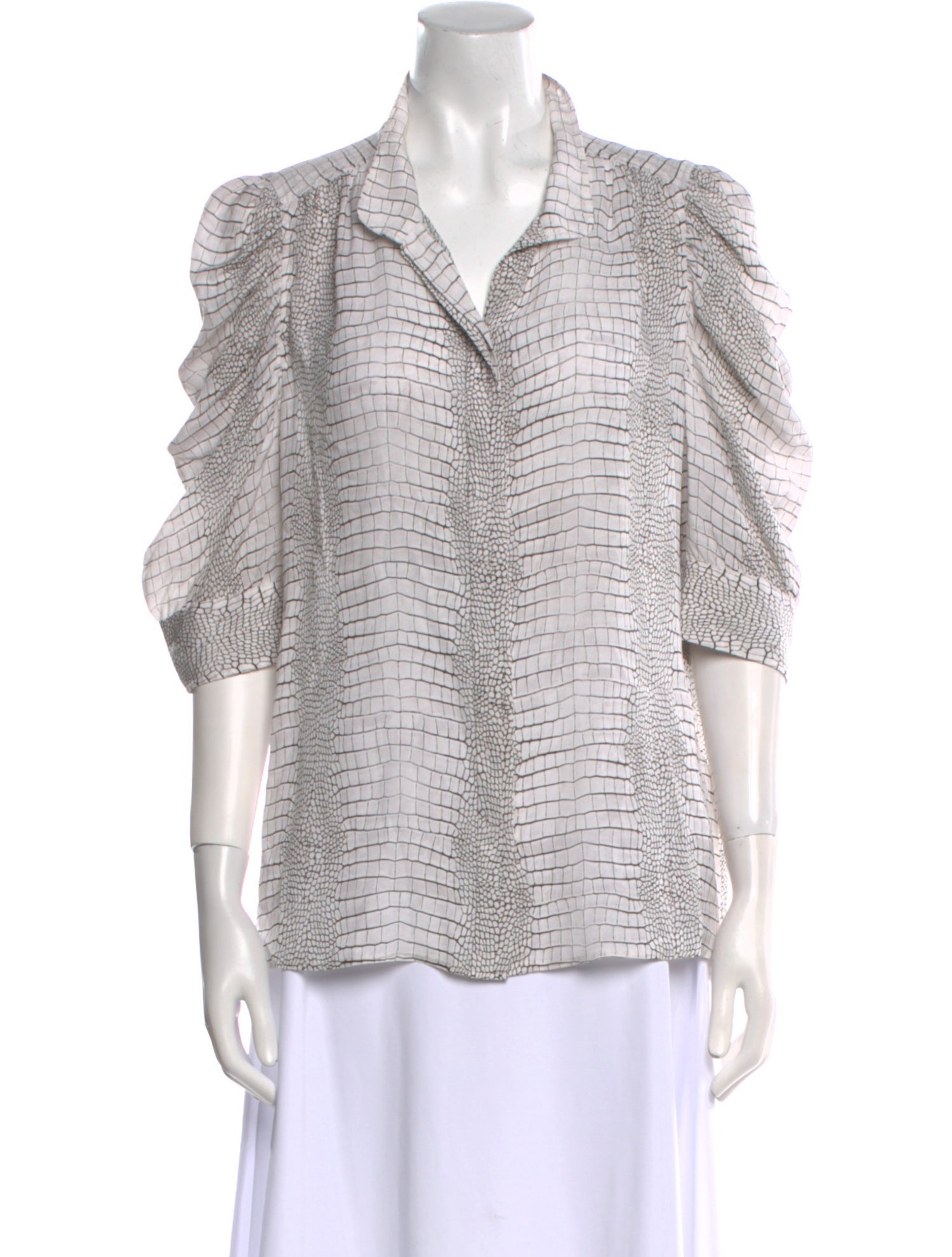 FRAME Silk Animal Print Button-Up Top