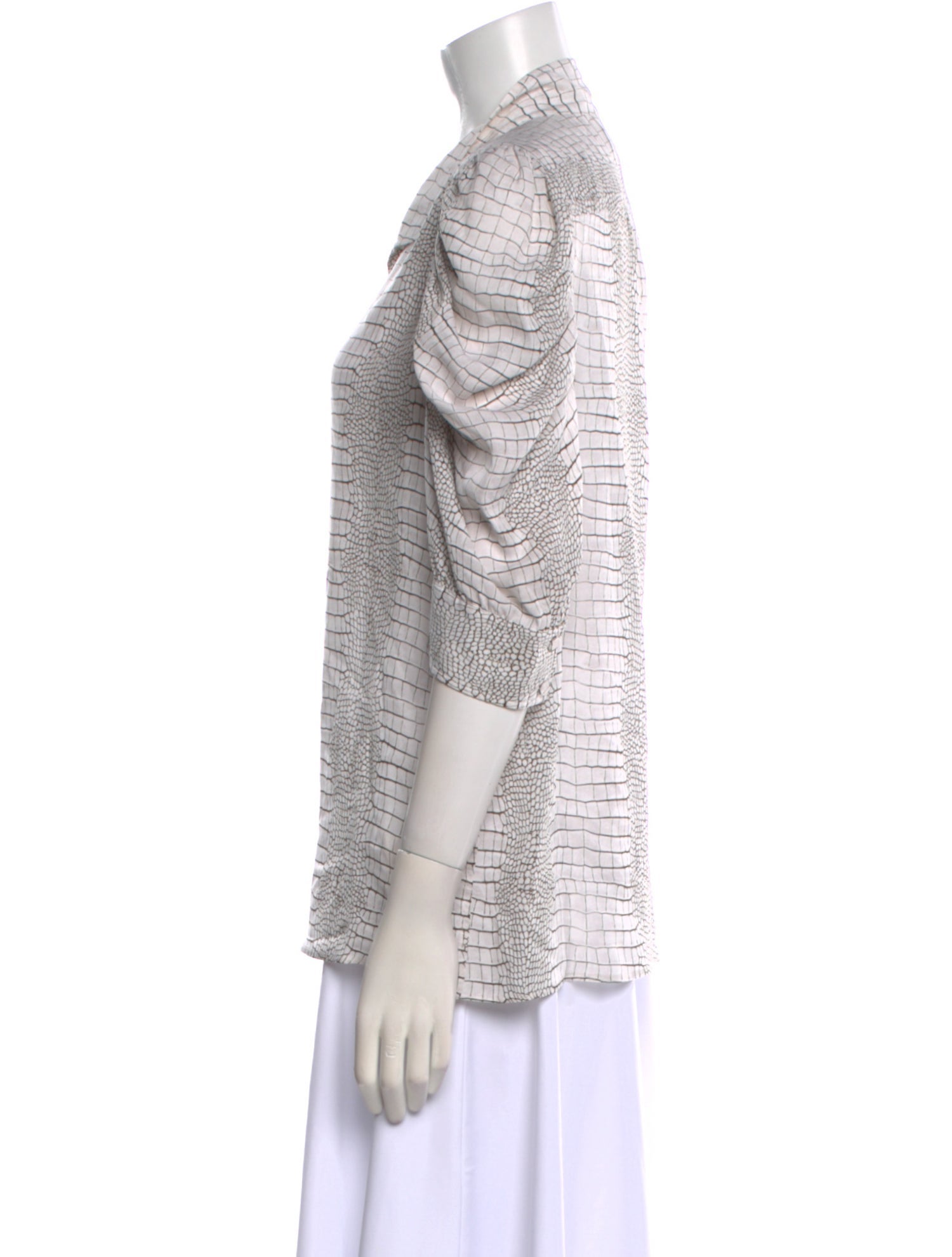 FRAME Silk Animal Print Button-Up Top