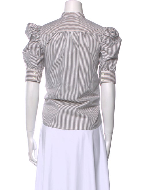 FRAME Striped Mock Neck Button-Up Top