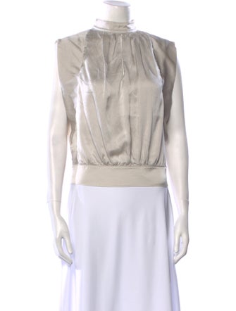 FRAME Silk Mock Neck Crop Top