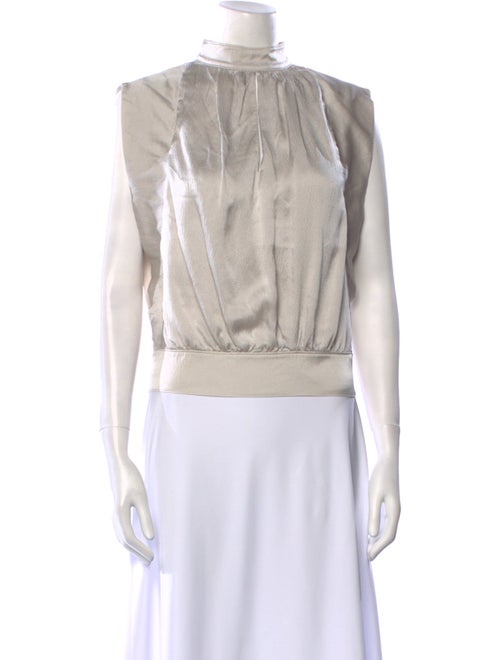 FRAME Silk Mock Neck Crop Top