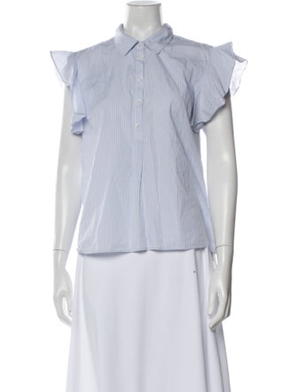 FRAME Striped Short Sleeve Button-Up Top