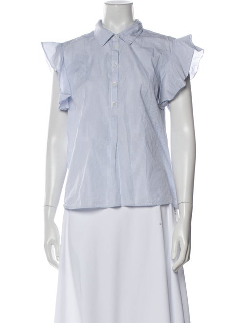 FRAME Striped Short Sleeve Button-Up Top