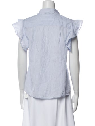 FRAME Striped Short Sleeve Button-Up Top