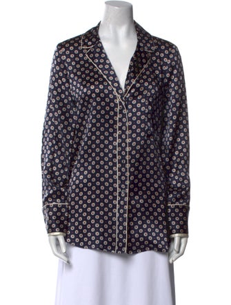 FRAME Silk Printed Button-Up Top