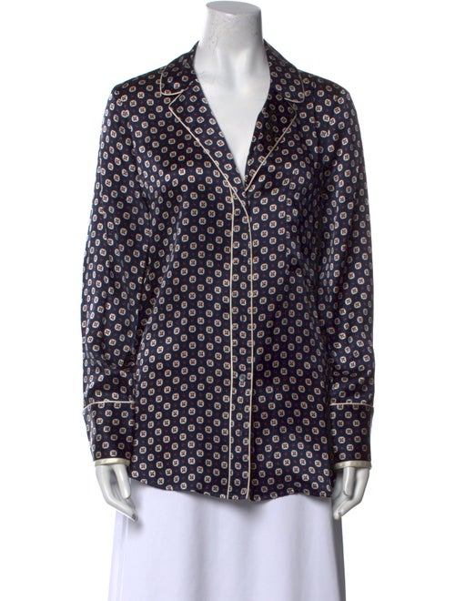 FRAME Silk Printed Button-Up Top