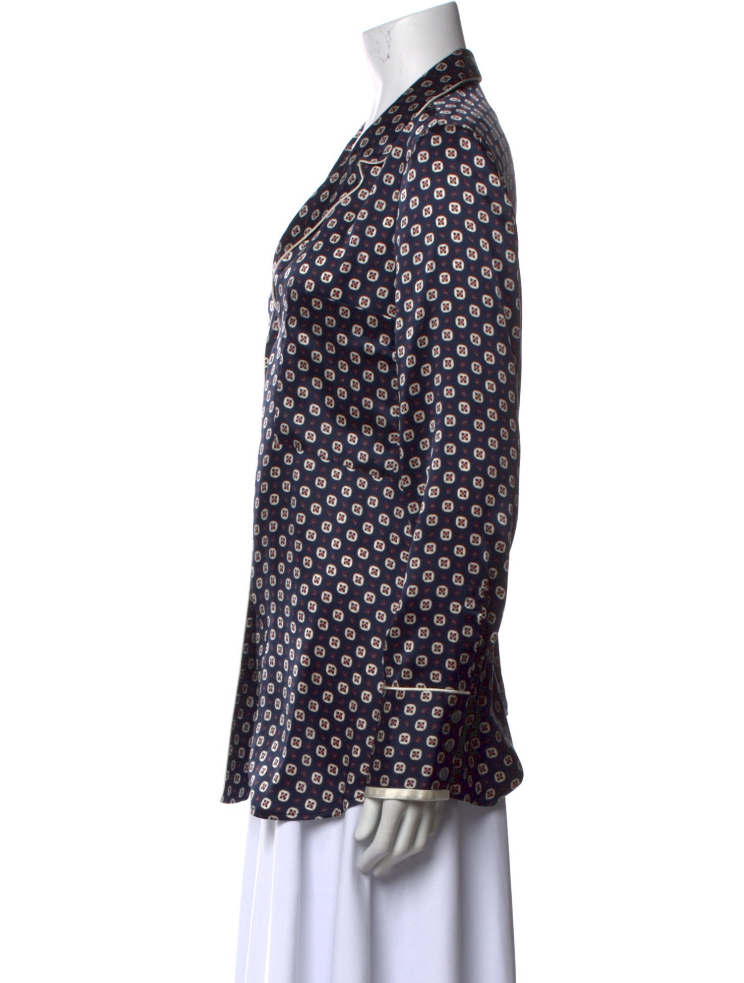 FRAME Silk Printed Button-Up Top