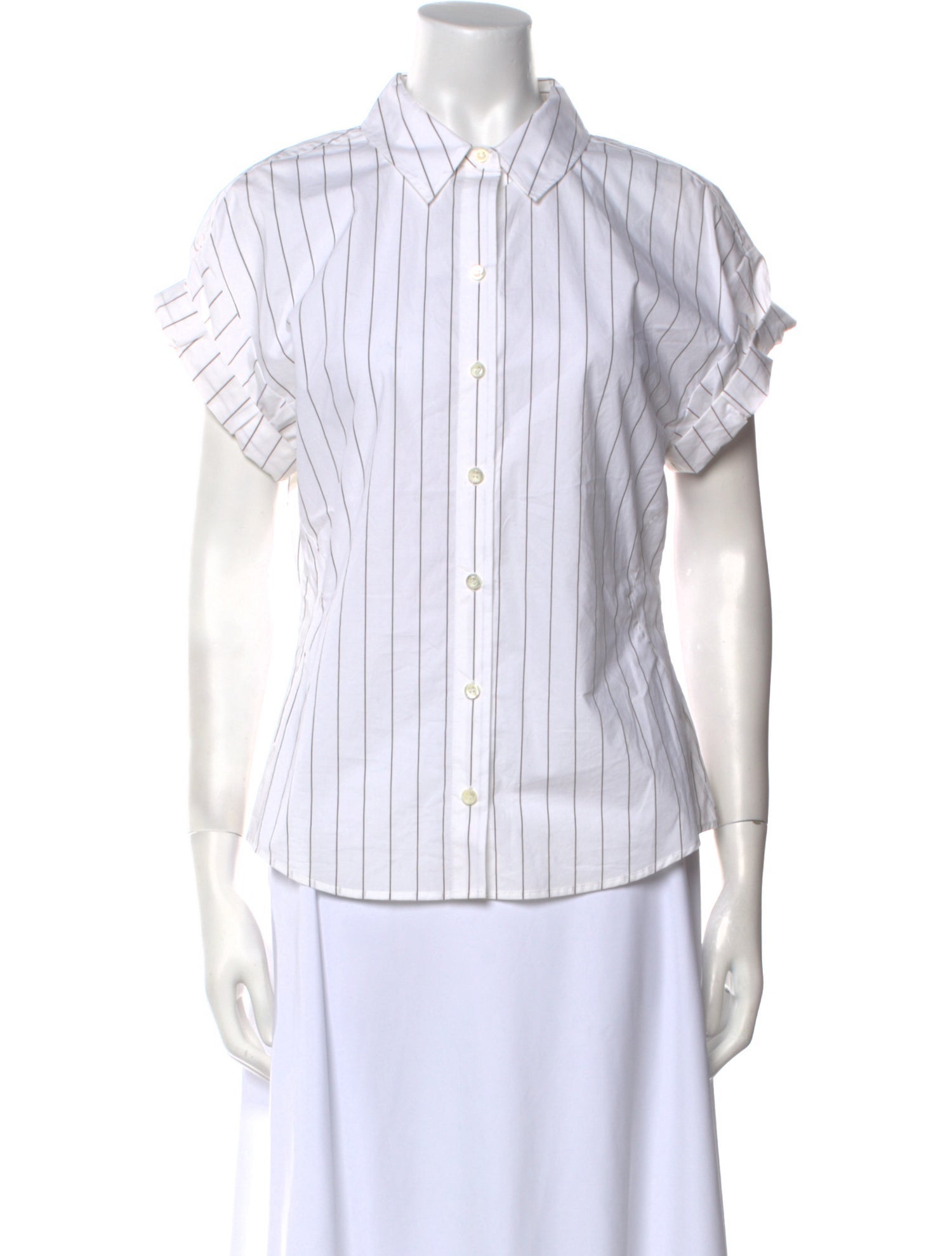 FRAME Striped Short Sleeve Button-Up Top