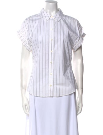 FRAME Striped Short Sleeve Button-Up Top