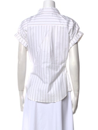 FRAME Striped Short Sleeve Button-Up Top