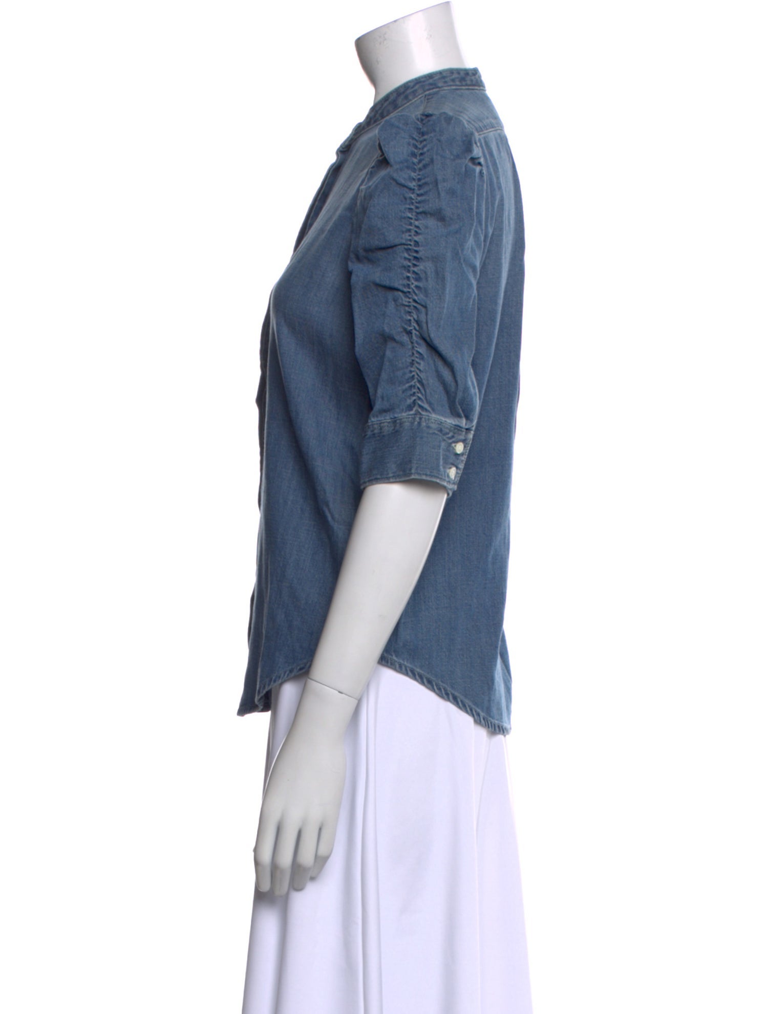 FRAME Mock Neck Three-Quarter Sleeve Button-Up Top w/ Tags