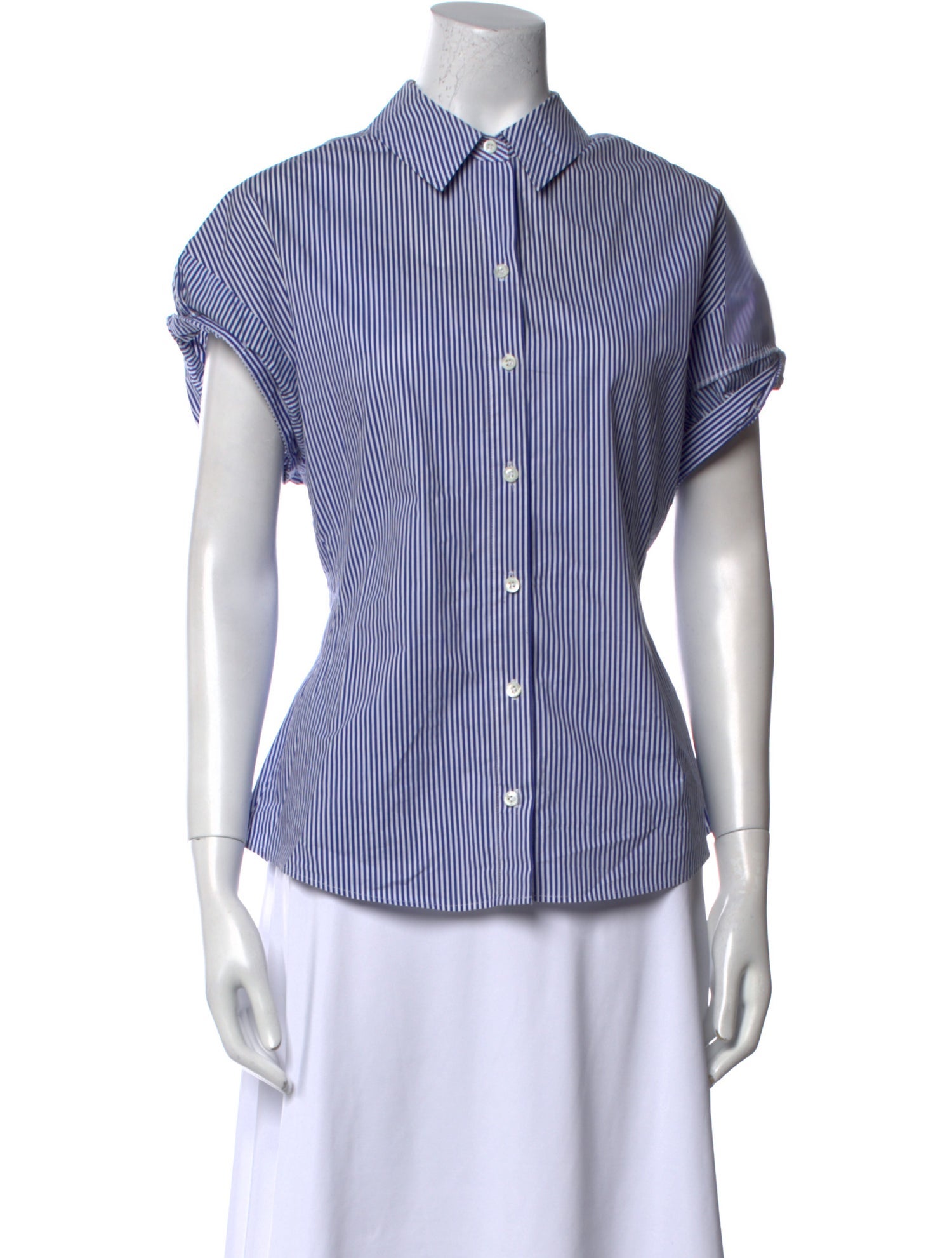 FRAME Striped Short Sleeve Button-Up Top