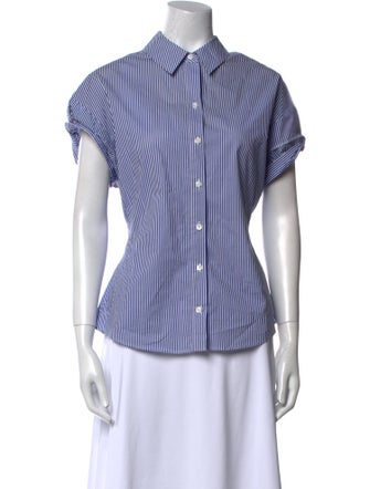 FRAME Striped Short Sleeve Button-Up Top