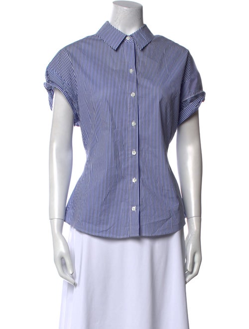 FRAME Striped Short Sleeve Button-Up Top