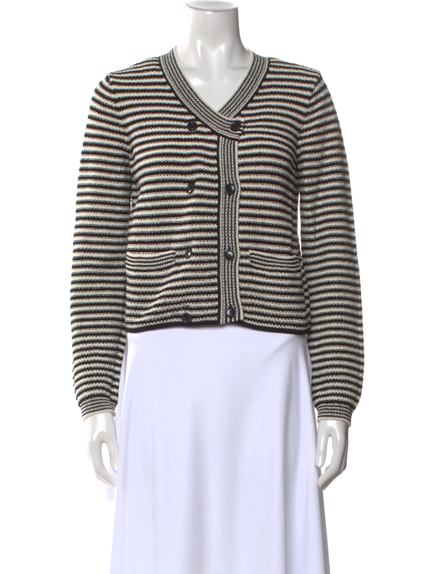 FRAME Striped V-Neck Sweater